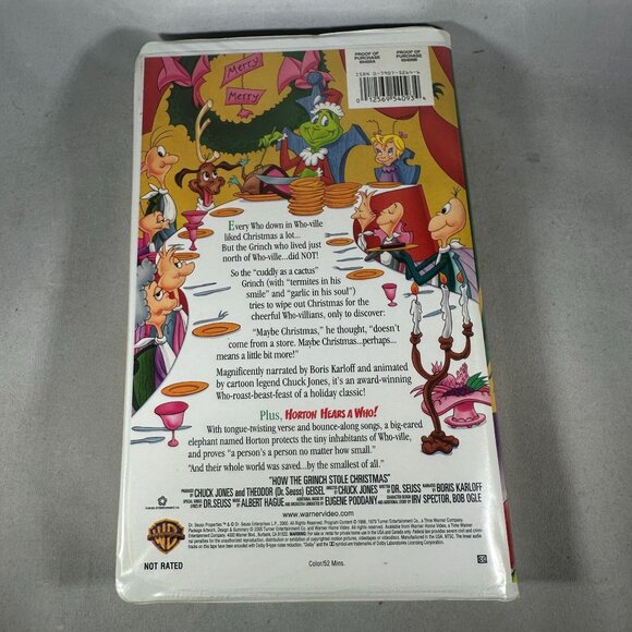Dr Seuss How The Grinch Stole Christmas VHS Not Rated Boris Karloff Warner Bros - Picture 2 of 3